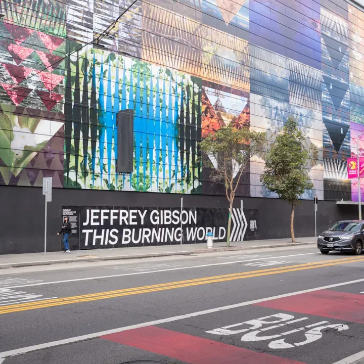Jeffrey Gibson wrapped the Metreon in ribbons of forest, blossom and burning sky — THIS BURNING WORLD, a full city block